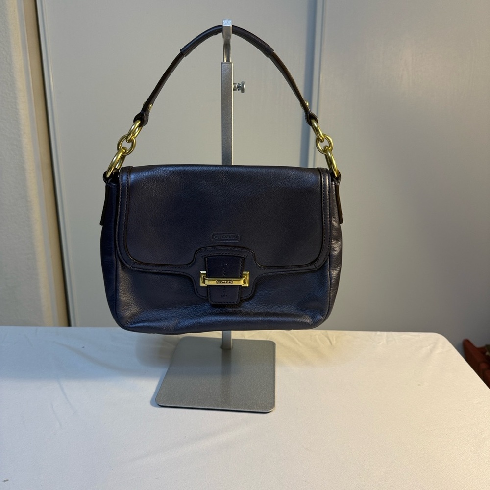 Navy Leather Coach Handbag